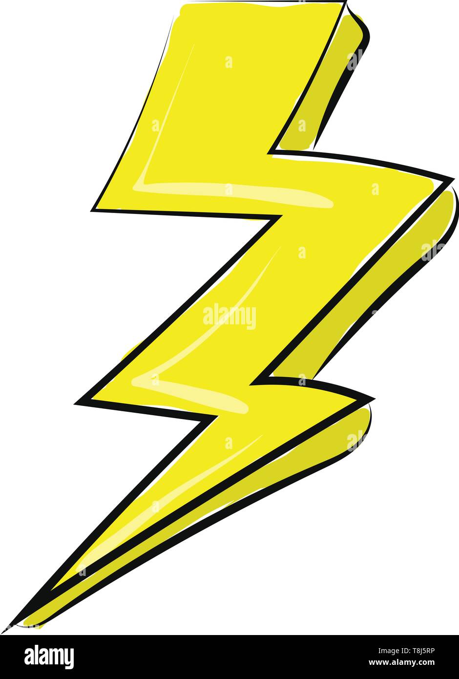 Malerei der Blitz mit einem großen gelben Licht, das Auftreten eines natürlichen elektrischen Entladung während der Gewitter, Vector, Farbe Stock Vektor