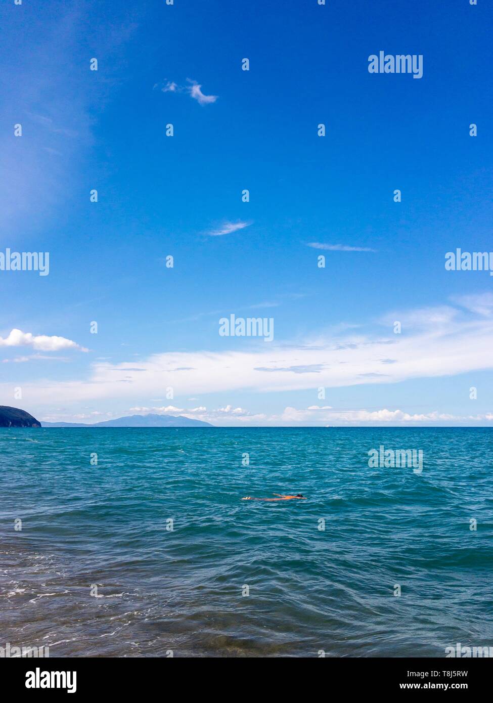 Mann Schwimmen im Meer, Toskana, Italien Stockfoto