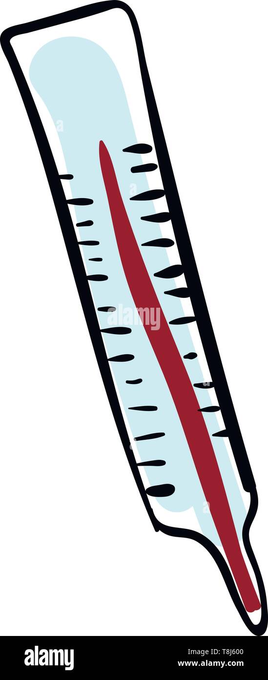 Bleistift ein Thermometer mit Graduierung, die Quecksilber enthalten, die Temperatur des Körpers, Vector, Farbe, Zeichnung oder Abbildung zu messen. Stock Vektor