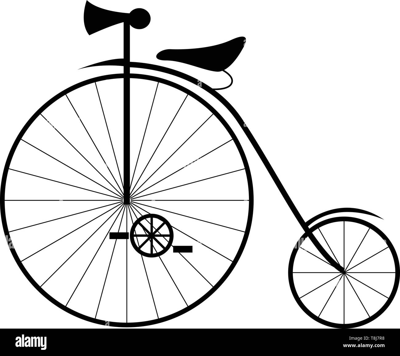 Eine einzigartige Fahrrad mit großen und kleinen Reifen führt uns zurück in die Antike - alte Tage perfekte Geschenk Eltern oder Großeltern auf ihren Geburtstag, Vector, Stock Vektor