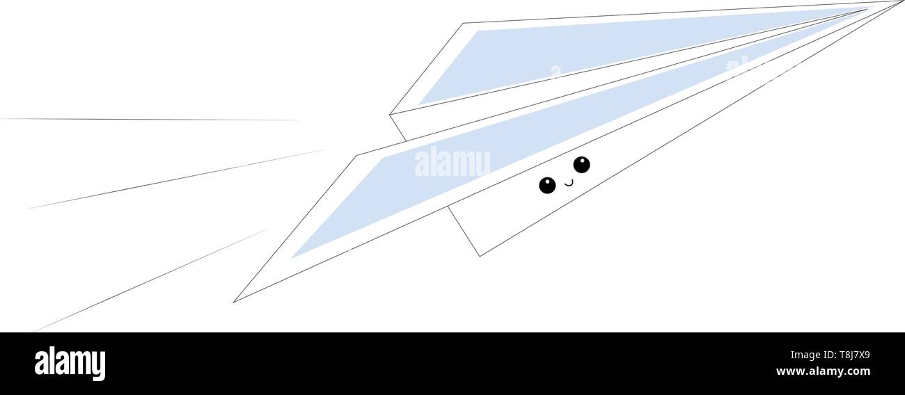 Emoji mit einem lächelnden Paper Plane aus Papier Falten in einer bestimmten Art und Weise ist im Flug rund um die Welt, Vektor zu reisen, Farbe, Zeichnung oder krank Stock Vektor