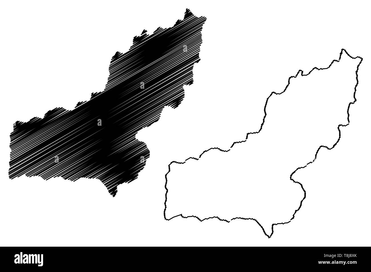 Pandschirtal Provinz (Islamische Republik Afghanistan, Provinzen Afghanistans) Karte Vektor-illustration, kritzeln Skizze Panjsher Karte Stock Vektor