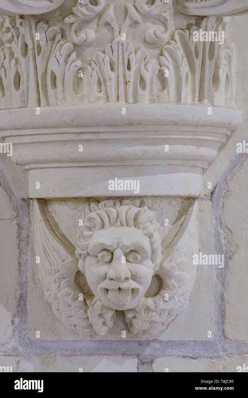 Frankreich, Maine et Loire, Fontevraud l'Abbaye, Tal der Loire, Weltkulturerbe der UNESCO, Abtei von Fontevraud, datiert 12-17 Jh., Kloster St. Maria oder Große Kreuzgang, Kapitelsaal Stockfoto