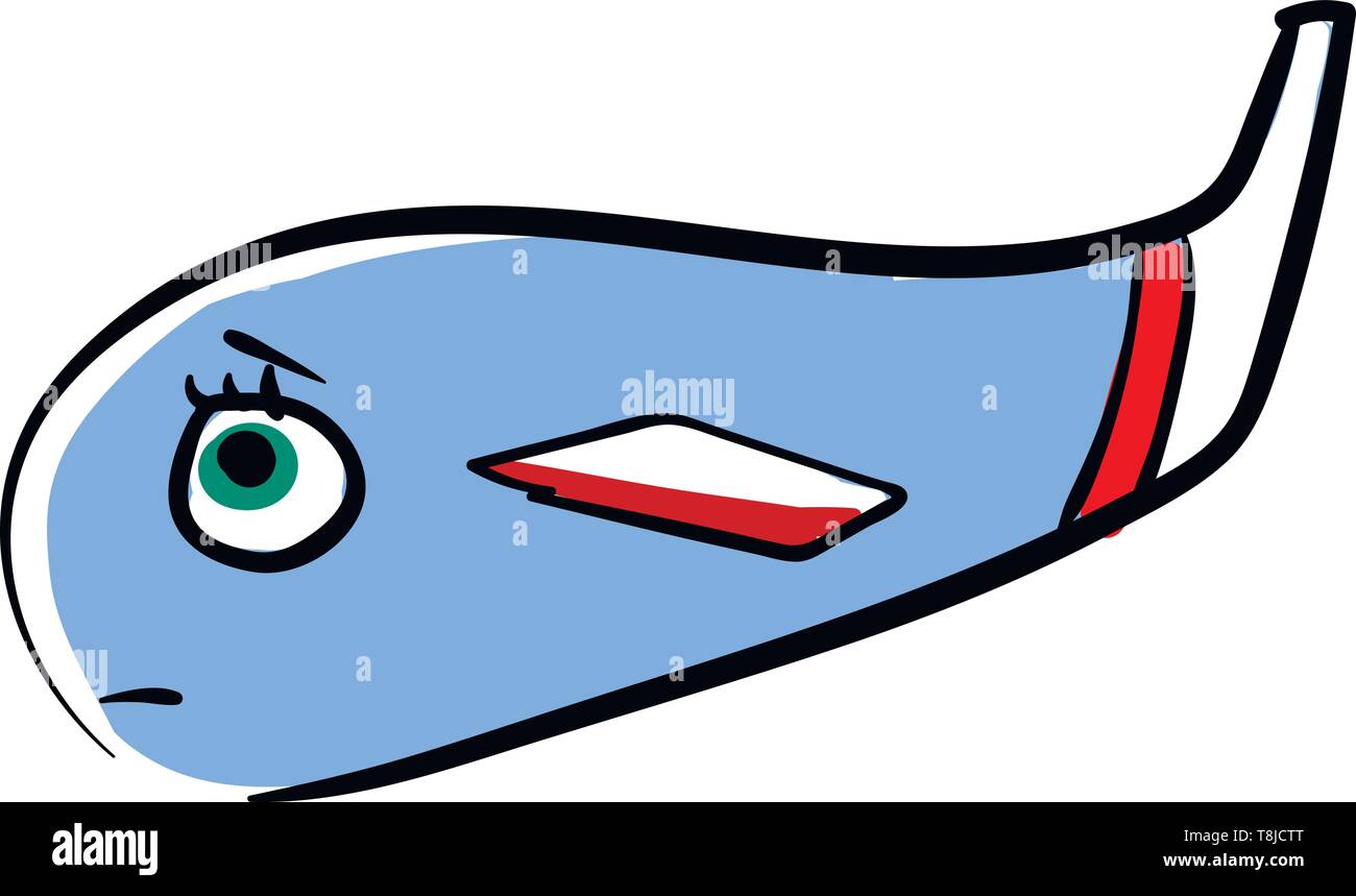 Ein beruhigendes blau Flugzeug mit zwei weißen und blauen Augen, Vector, Farbe, Zeichnung oder Abbildung. Stock Vektor