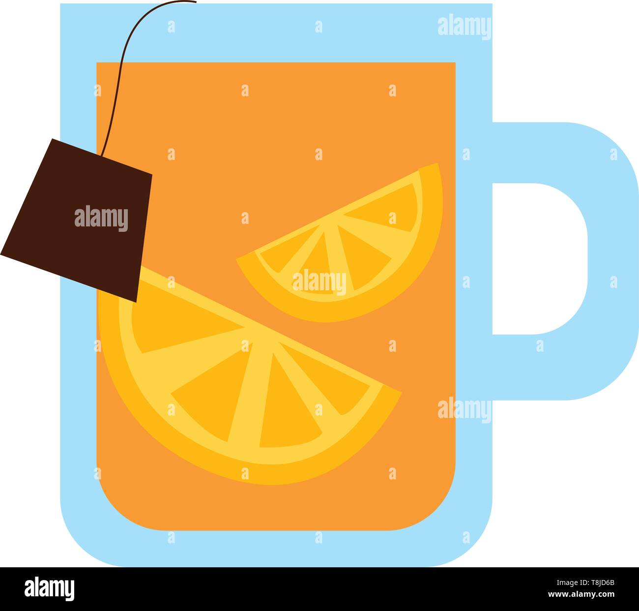 Lemon Tee in schönen blauen Becher, Vector, Farbe, Zeichnung oder Abbildung. Stock Vektor