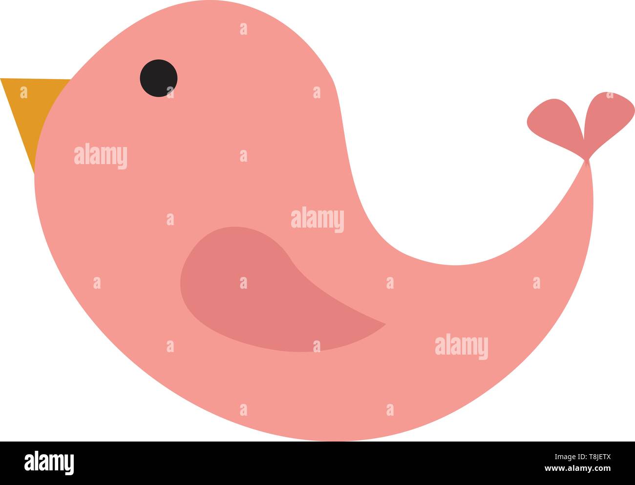 Rosa Vogel sieht aus wie ein Fisch mit kleinen Augen, scharfe kleine Schnabel und kleinen winzigen Schwanz, Vector, Farbe, Zeichnung oder Abbildung. Stock Vektor