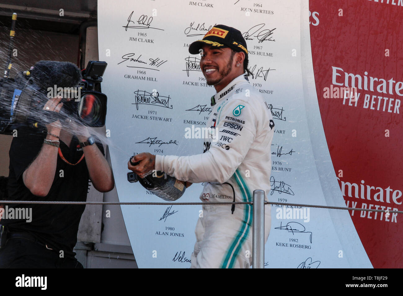 F1 Welt Champioship 2019. Grand Prix von Spanien. Barcelona, 9.-12. Mai 2019. Lewis Hamilton, Mercedes, feiern den Sieg. Stockfoto