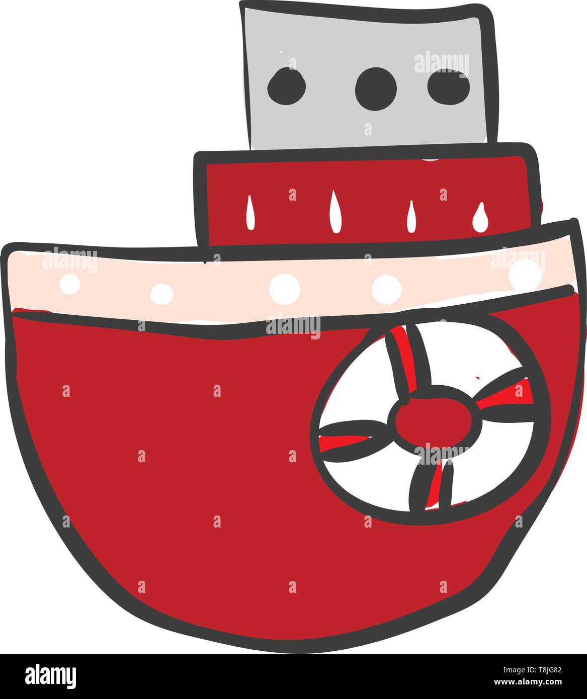 Einem roten Boot mit Scarlet Sails, Vector, Farbe, Zeichnung oder Abbildung. Stock Vektor