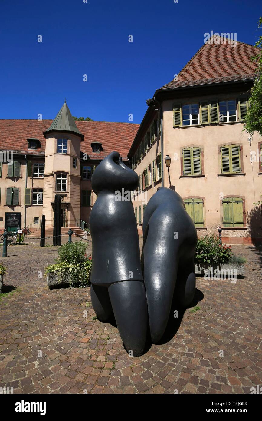 Frankreich, Haut Rhin, Mulhouse, Rue des Fransiscains, ohne die kleinen Räder, Arbeit der Toulouse Künstler Jean Louis Toutain (1948 2008) Stockfoto