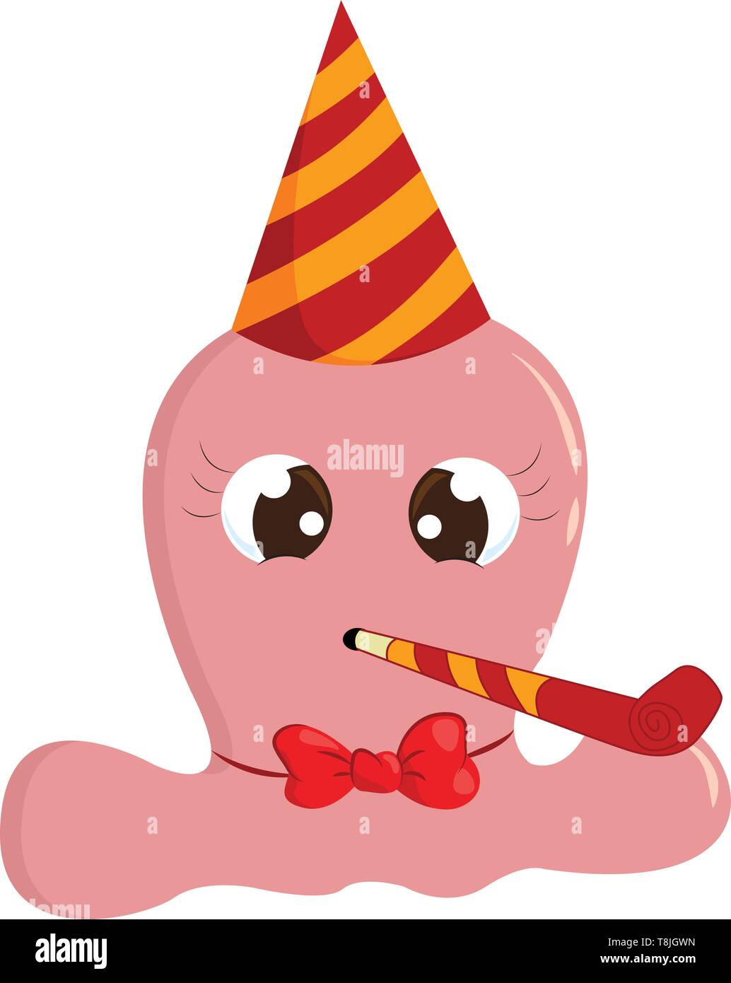 Ein rosa baby Geburtstag mit einem roten und orangen Partei hat, Vector, Farbe, Zeichnung oder Abbildung. Stock Vektor