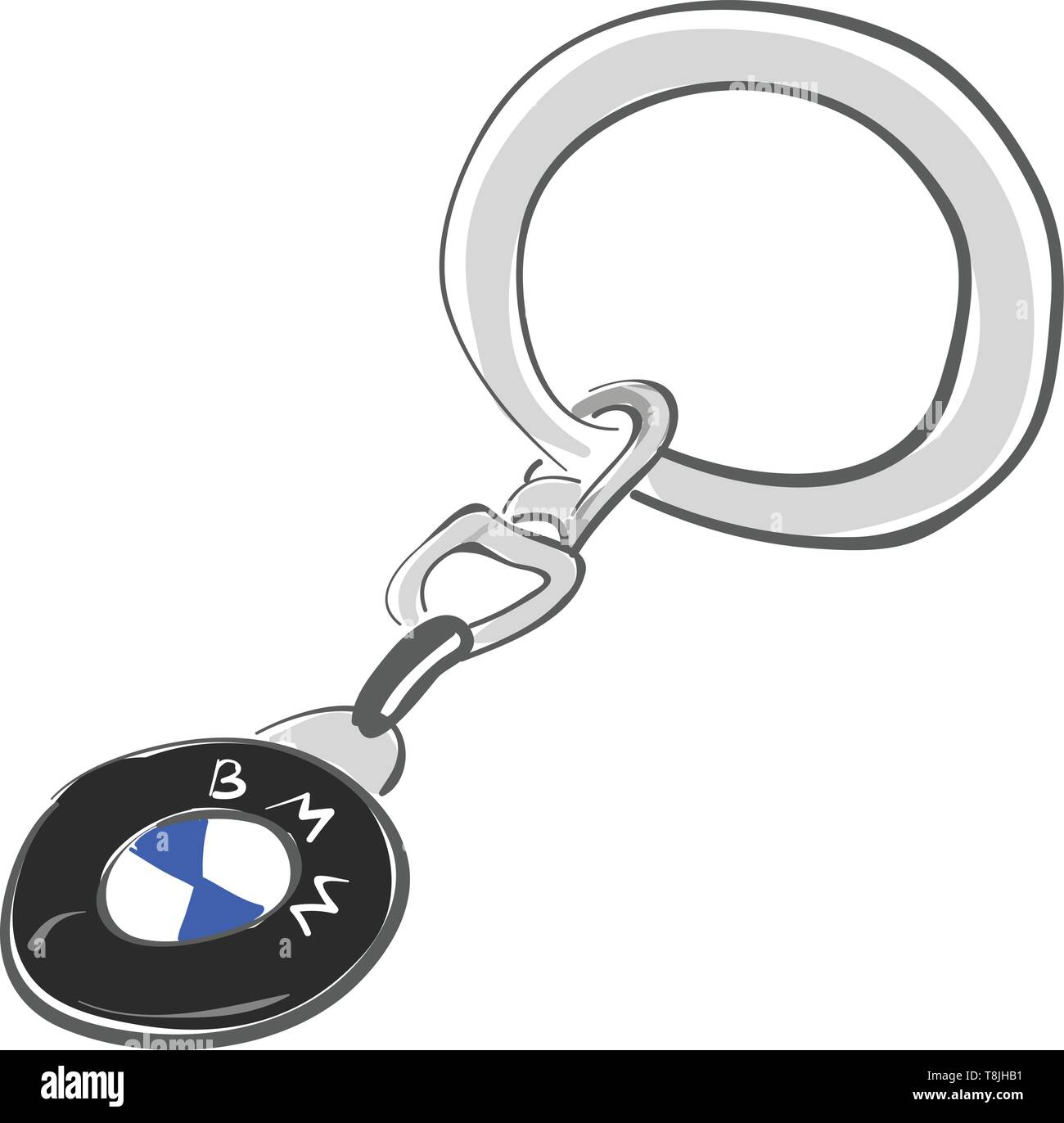 BMW Schlüsselanhänger Ein Schlüsselanhänger, Vector, Farbe, Zeichnung oder Abbildung angebracht. Stock Vektor