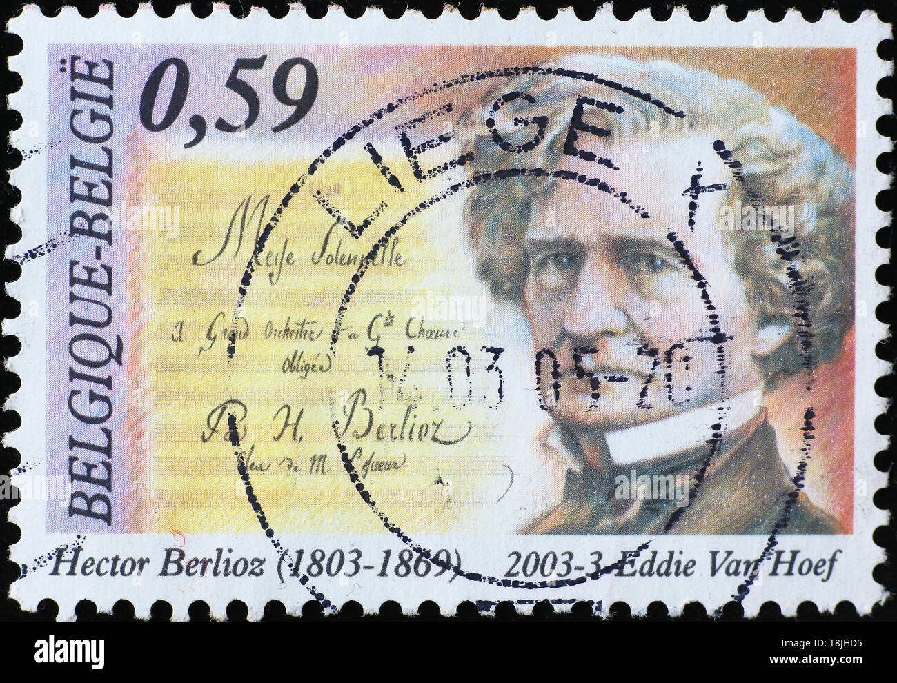 Hector Berlioz auf belgische Briefmarke Stockfoto