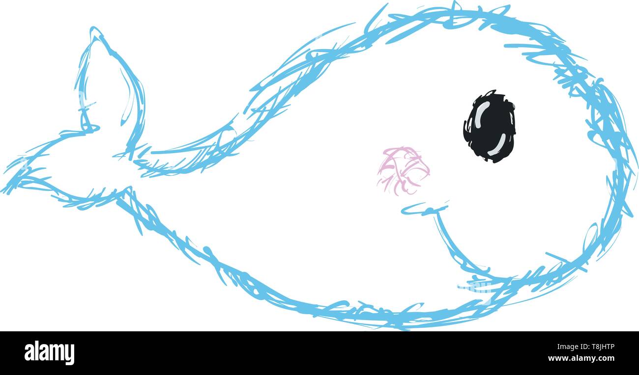 Grobe Skizze eines Blue Dolphin, Vector, Farbe, Zeichnung oder Abbildung. Stock Vektor