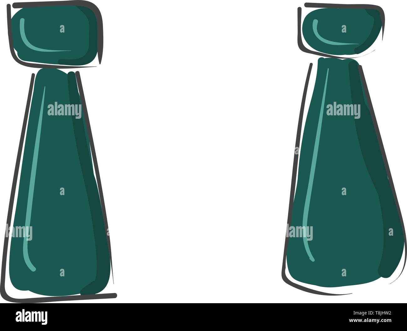 Blau-grün Paar Ohrringe, die aussieht wie Krawatten., Vector, Farbe, Zeichnung oder Abbildung. Stock Vektor