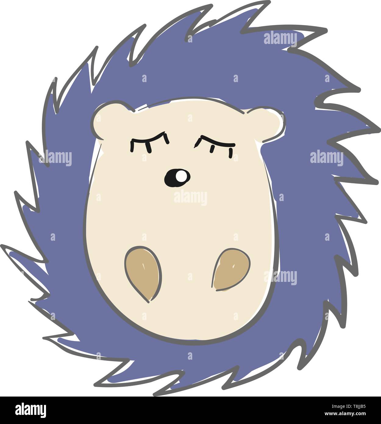 Eine schlafende Igel in einem violetten Hintergrund, Vector, Farbe, Zeichnung oder Abbildung. Stock Vektor