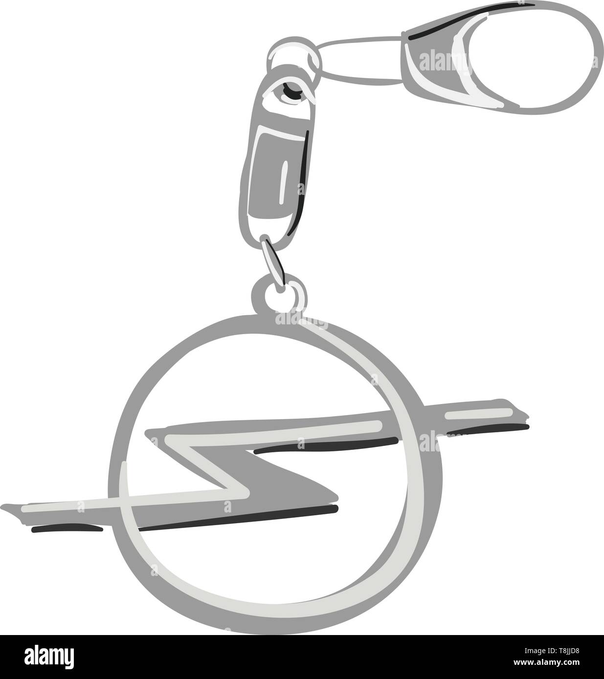 Ein silberner Opel Schlüsselanhänger Ein Schlüsselanhänger, Vector, Farbe,  Zeichnung oder Abbildung angebracht Stock-Vektorgrafik - Alamy