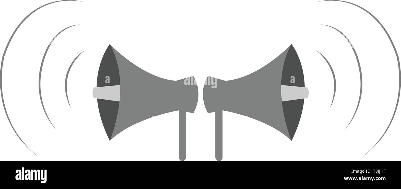 Zwei Megaphonen neben einander, Vector, Farbe, Zeichnung oder Abbildung. Stock Vektor
