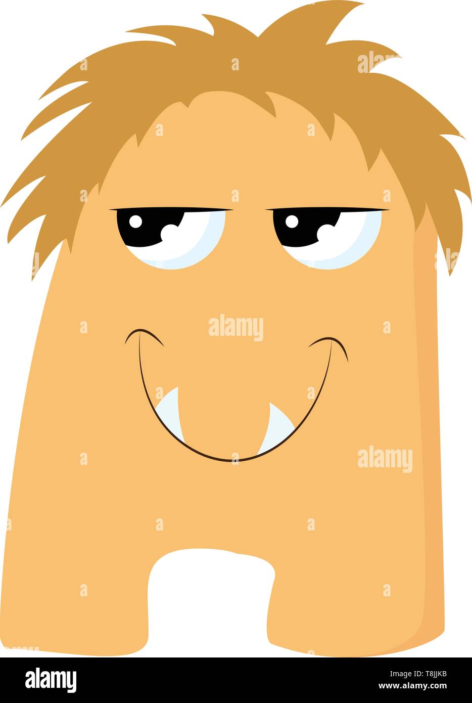 Ein gelbes Monster mit zwei Zähne und Big stubby Füße, Vector, Farbe, Zeichnung oder Abbildung. Stock Vektor