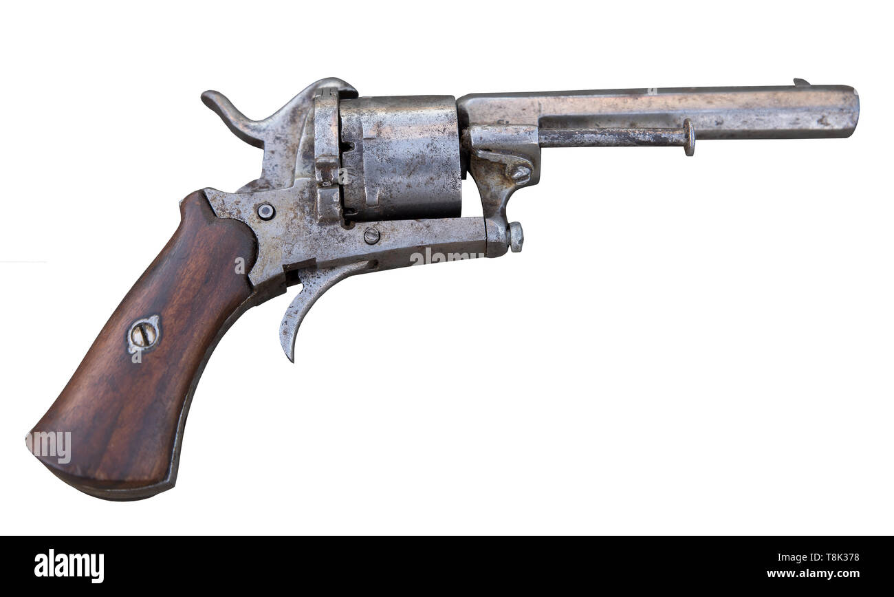 Alte Sammlung antiker Revolver Stockfoto