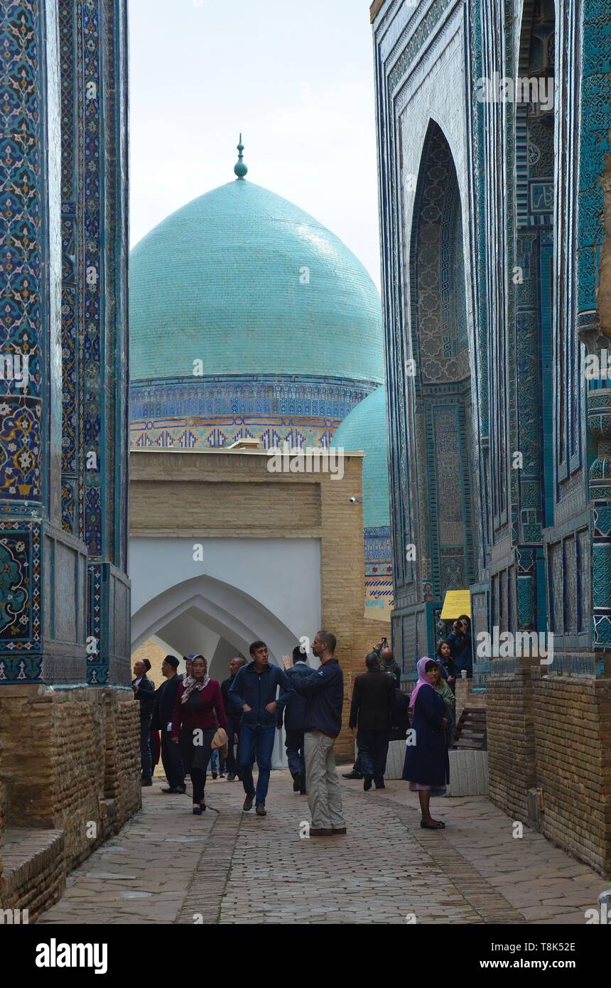 Samarkand, UNESCO Weltkulturerbe in Usbekistan: In der Totenstadt Shohizinda Stockfoto