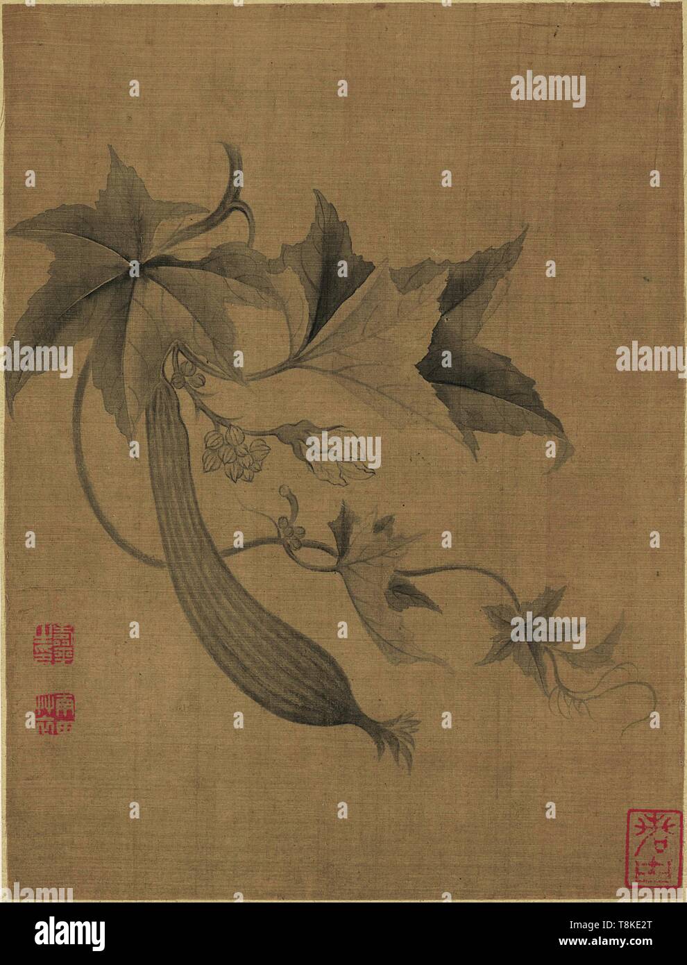 Qing Dynastie Shoupingping Huaguo Gemüse Album 6 Blättern Stockfoto