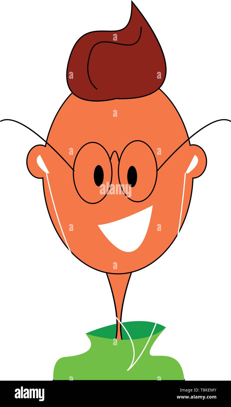 Clipart Einer Cartoon Junge In Ein Grunes T Shirt Und Haare Die Nur Die Teile Des Korpers Lacht Wahrend Sie Musik Horen Von Seiner Weissen Ohrhorer Stock Vektorgrafik Alamy