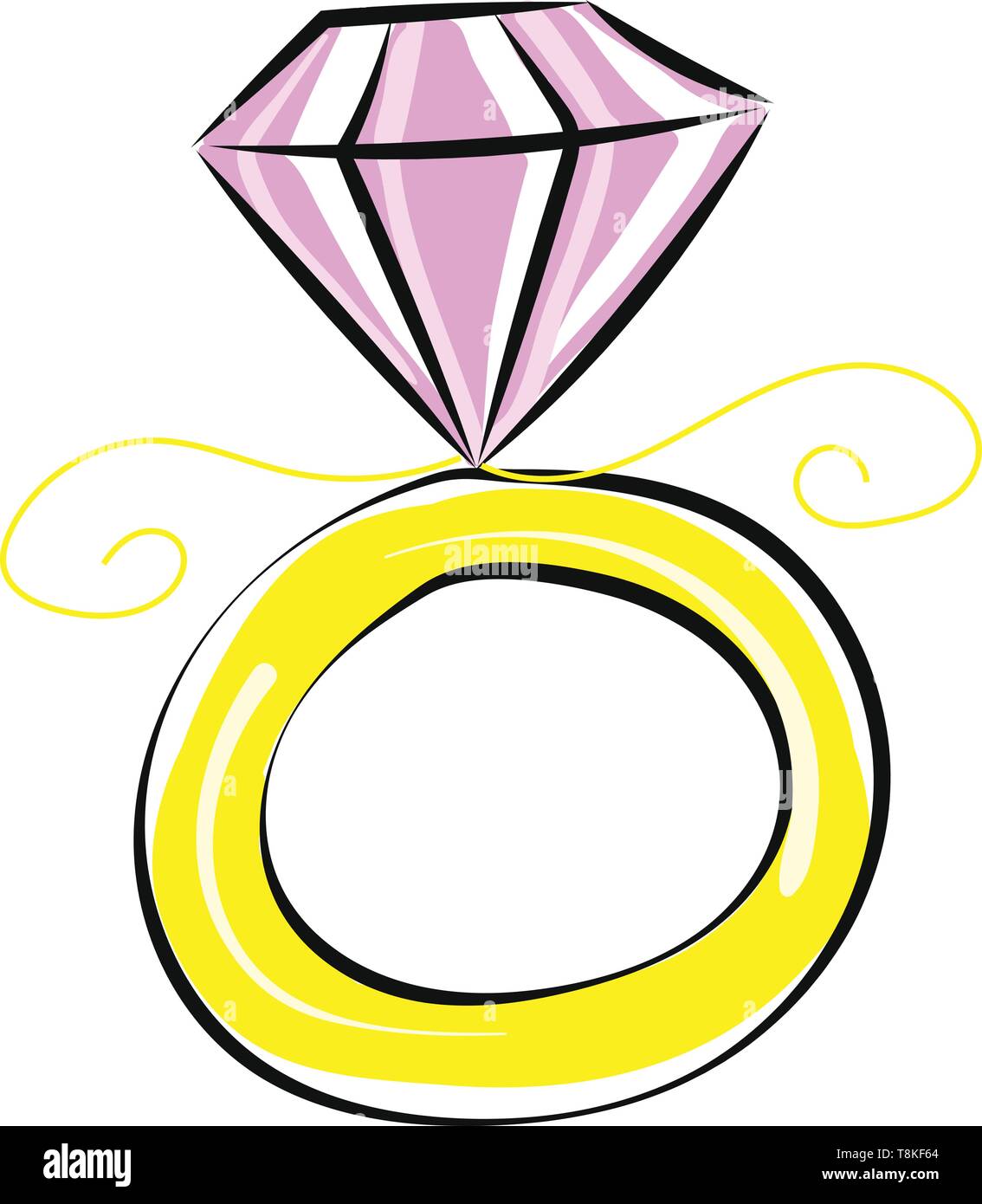 Es ist ein Entwurf von Ring mit einem Stück von Diamant., Vector, Farbe, Zeichnung oder Abbildung. Stock Vektor