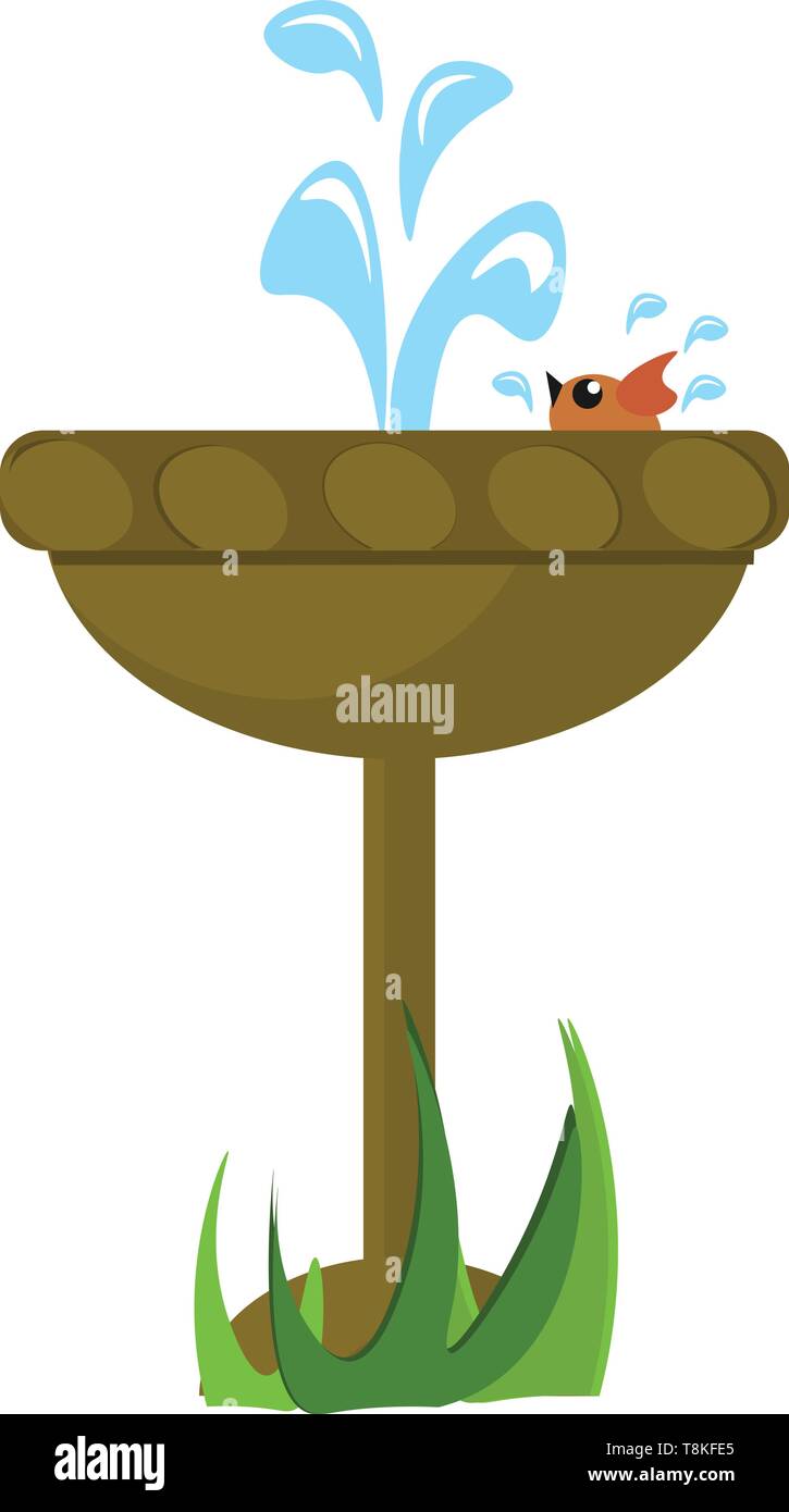 Es zu einem Bild der Vogel die Badewanne in einem Brunnen. Ein Brunnen ist eine künstliche Struktur, aus der eine oder mehrere Jets von Wasser in die Luft gepumpt wird. , Ve Stock Vektor