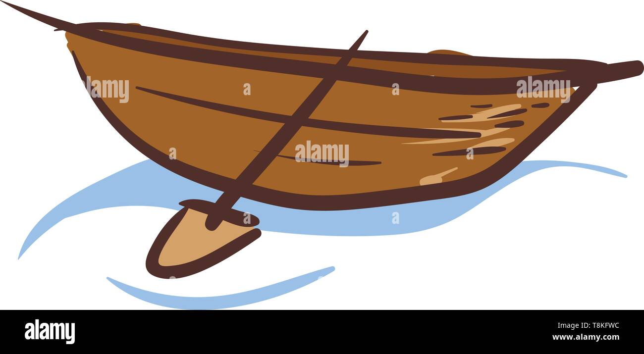 Es sich um ein kleines Gefäß, in dem Personen über Wasser fahren kann. Es ist durch die Segel, Ruder oder Motor angetrieben., Vector, Farbe, Zeichnung oder Abbildung. Stock Vektor