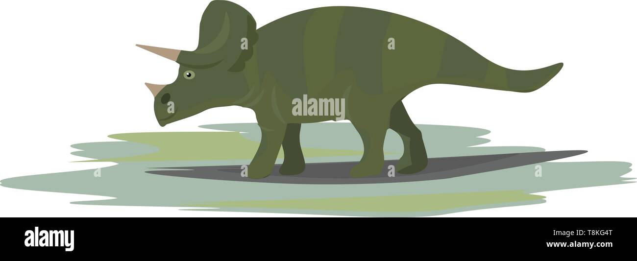 Es ist vierbeinigen pflanzenfressende Dinosaurier, einen enormen Schädel mit einem Schnabel., Vector, Farbe, Zeichnung oder Abbildung. Stock Vektor