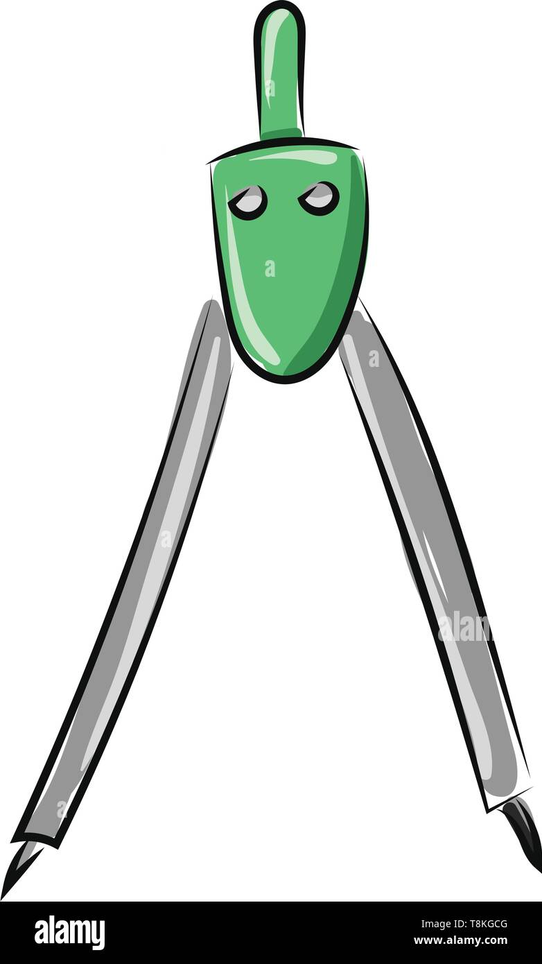 Ein Kompass ist ein Instrument zum Messen von Entfernungen auf Landkarten verwendet., Vector, Farbe, Zeichnung oder Abbildung. Stock Vektor
