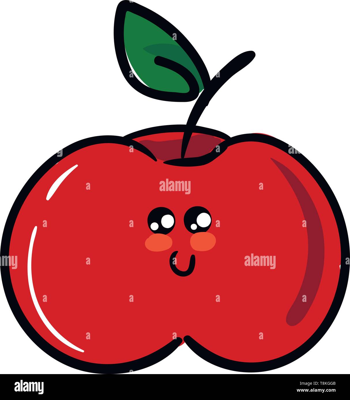 Apple ist runde Frucht mit roten, gelben oder grünen Haut und süßen weißlich Fleisch., Vector, Farbe, Zeichnung oder Abbildung. Stock Vektor
