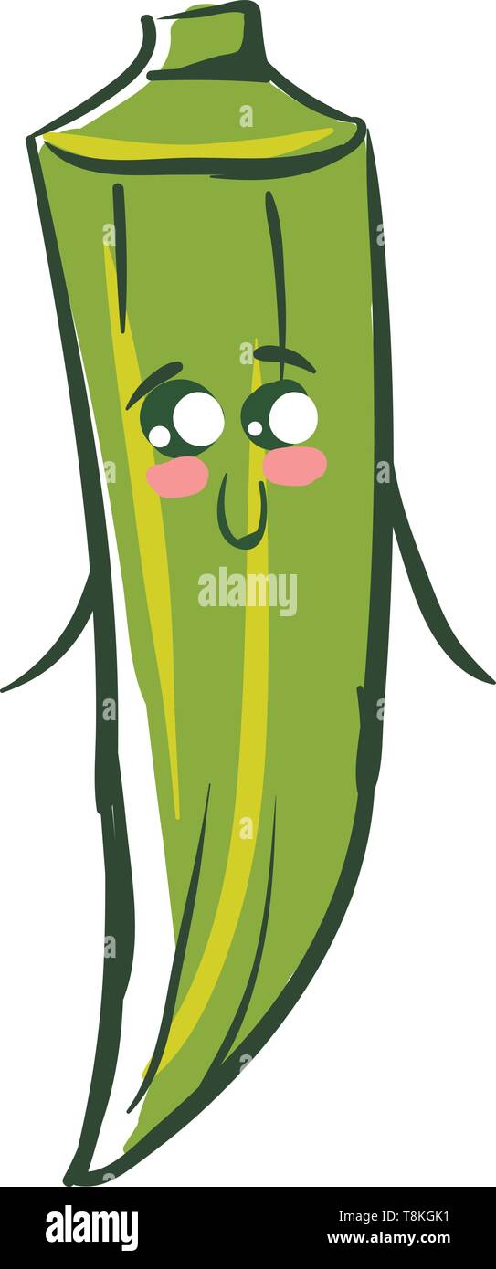 Es ist eine kleine grüne Genießbare beaked Hülsen, die in eine tropische Pflanze und als Gemüse gegessen., Vector, Farbe, Zeichnung oder Abbildung. Stock Vektor