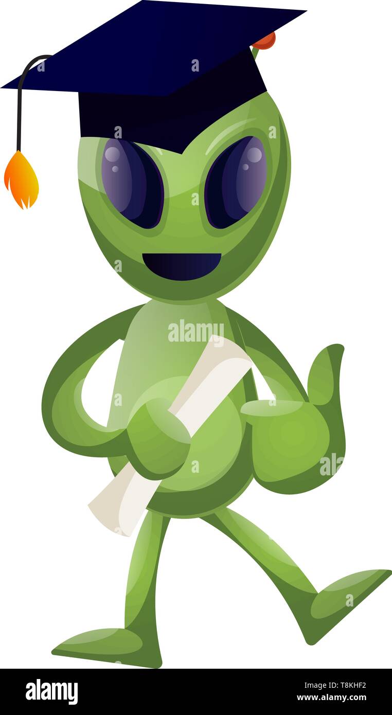 Studium alien, Illustration, Vektor auf weißem Hintergrund. Stock Vektor