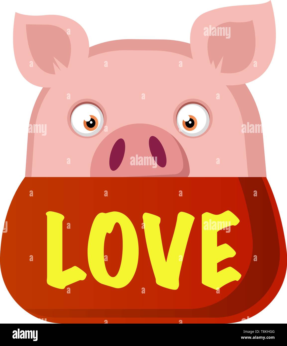 Piggy in Liebe, Illustration, Vektor auf weißem Hintergrund. Stock Vektor