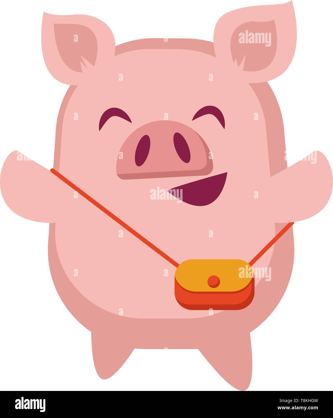 Piggy mit Geldbeutel, Illustration, Vektor auf weißem Hintergrund. Stock Vektor