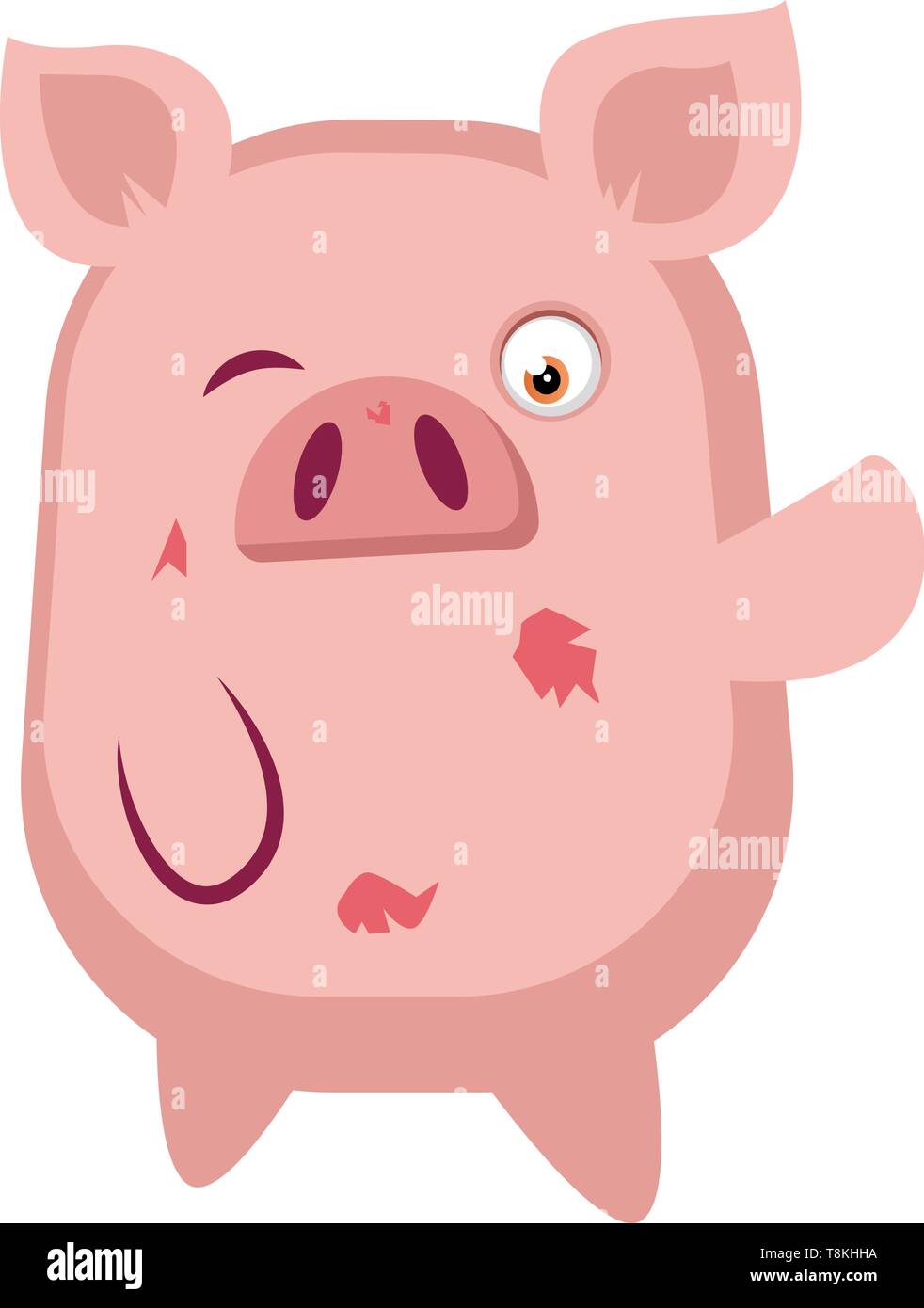 Piggy ist Winking, Illustration, Vektor auf weißem Hintergrund. Stock Vektor