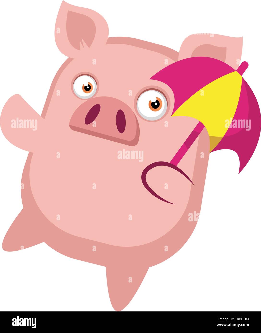 Piggy hält ein Regenschirm, Illustration, Vektor auf weißem Hintergrund. Stock Vektor