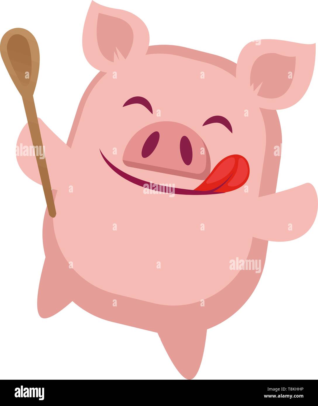 Piggy ist Kochen, Illustration, Vektor auf weißem Hintergrund. Stock Vektor