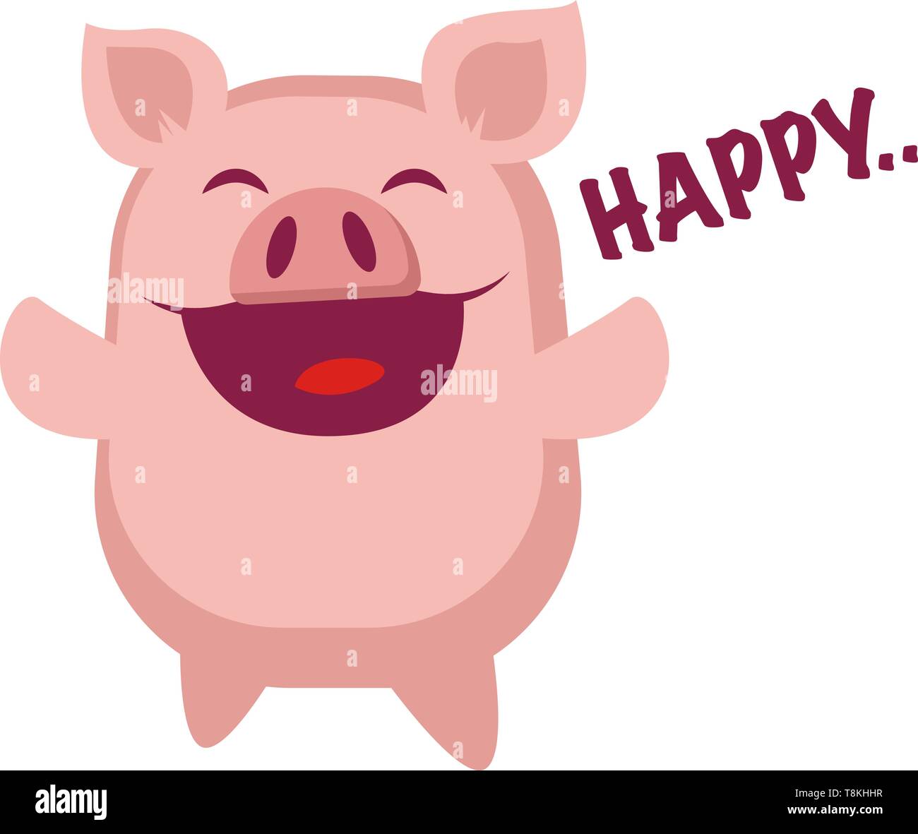 Piggy ist glücklich, Illustration, Vektor auf weißem Hintergrund. Stock Vektor