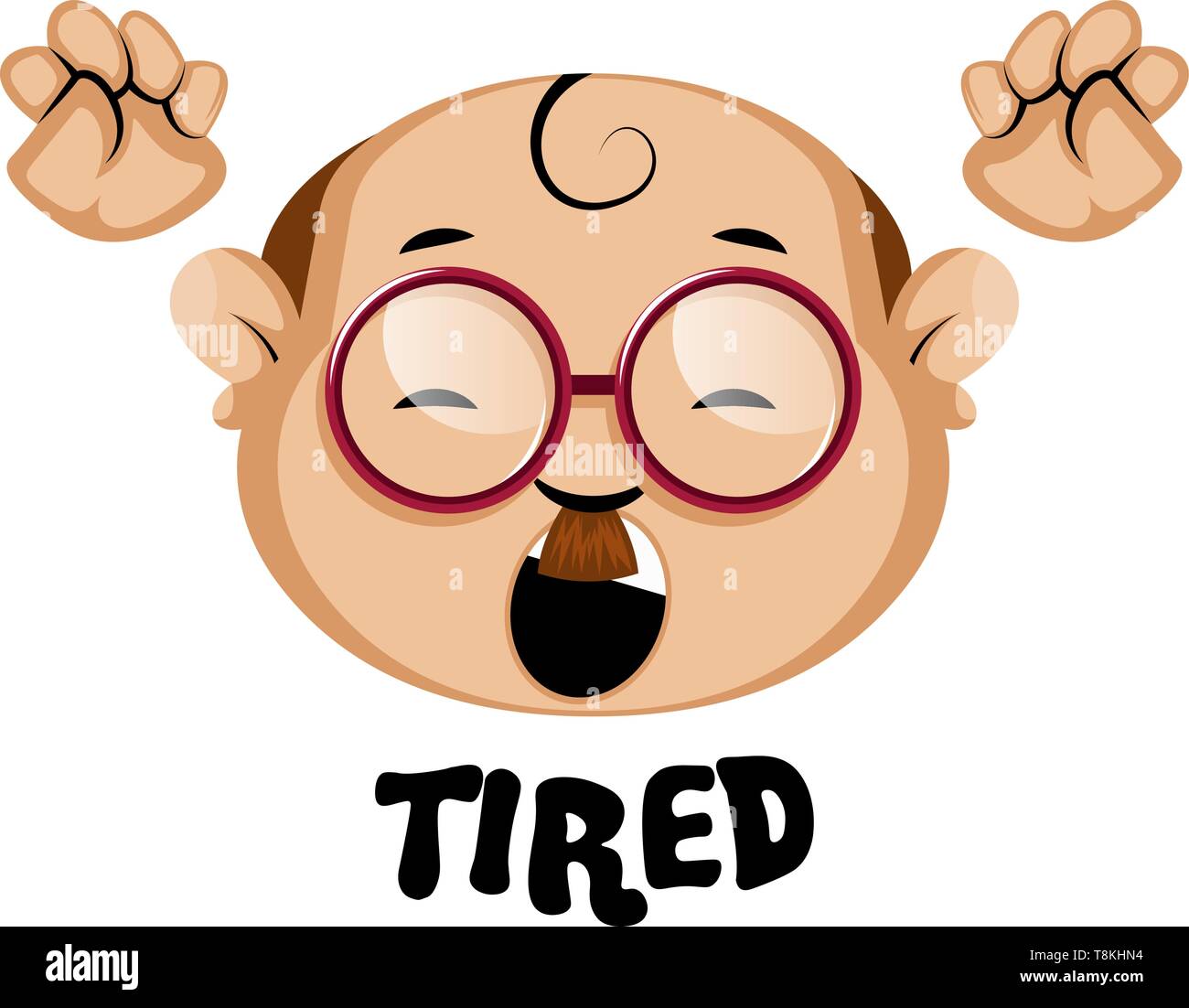 Menschliche emoji Mit müden Ausdruck, Illustration, Vektor auf weißem Hintergrund. Stock Vektor