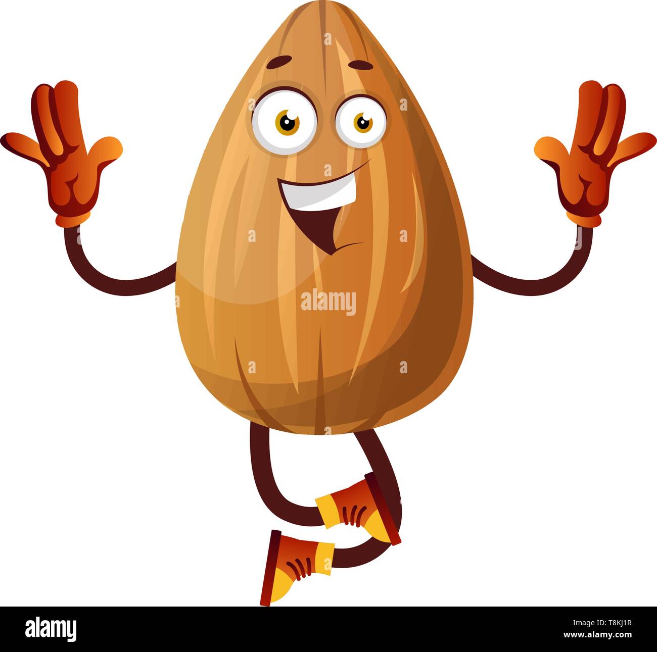 Happy Mandel springen vor Freude, Illustration, Vektor auf weißem Hintergrund. Stock Vektor