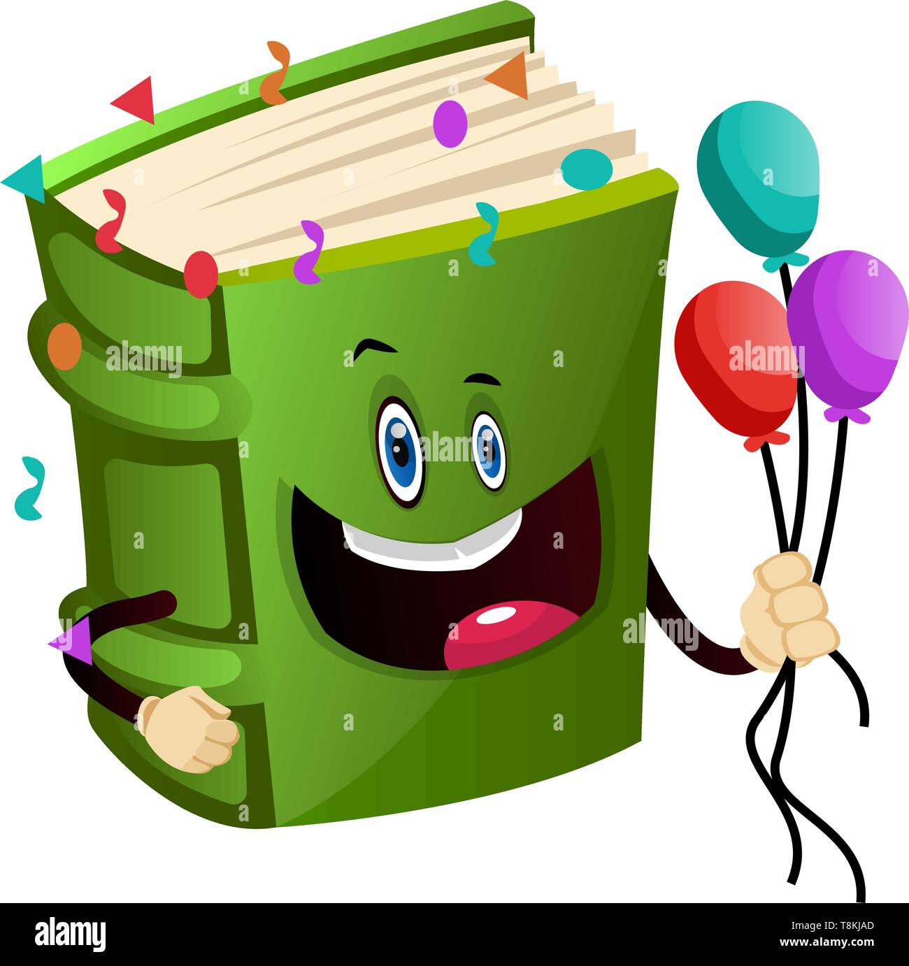 Grüne Buch Ballons, Illustration, Vektor auf weißem Hintergrund. Stock Vektor