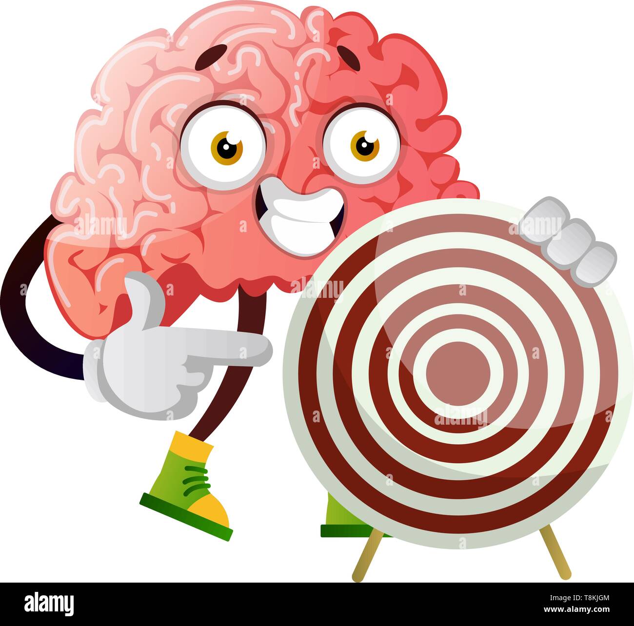 Gehirn Holding ein Ziel, Illustration, Vektor auf weißem Hintergrund. Stock Vektor