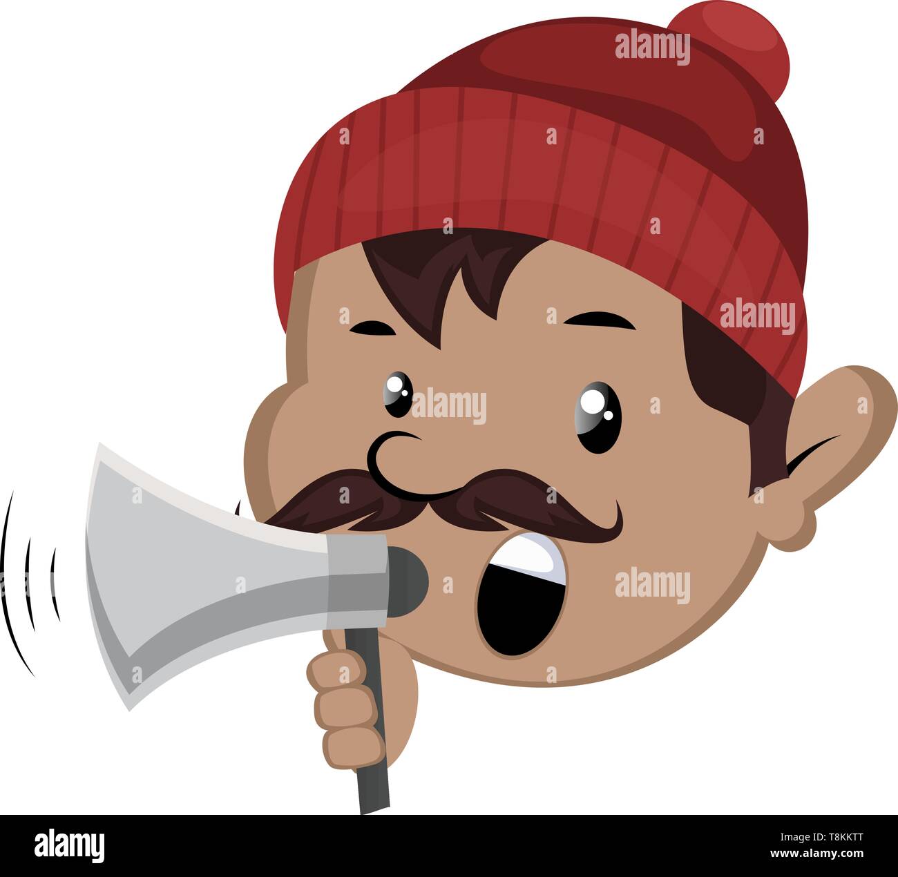 Der Mensch ist mit Megaphon, Illustration, Vektor auf weißem Hintergrund. Stock Vektor