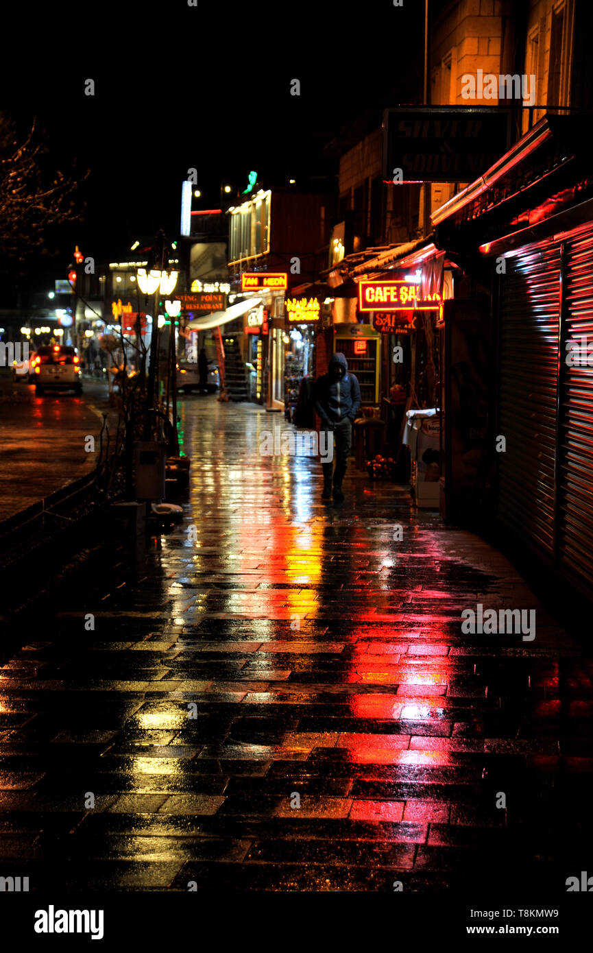 In der Nacht von Göreme in Kappadokien, Türkei, Stockfoto