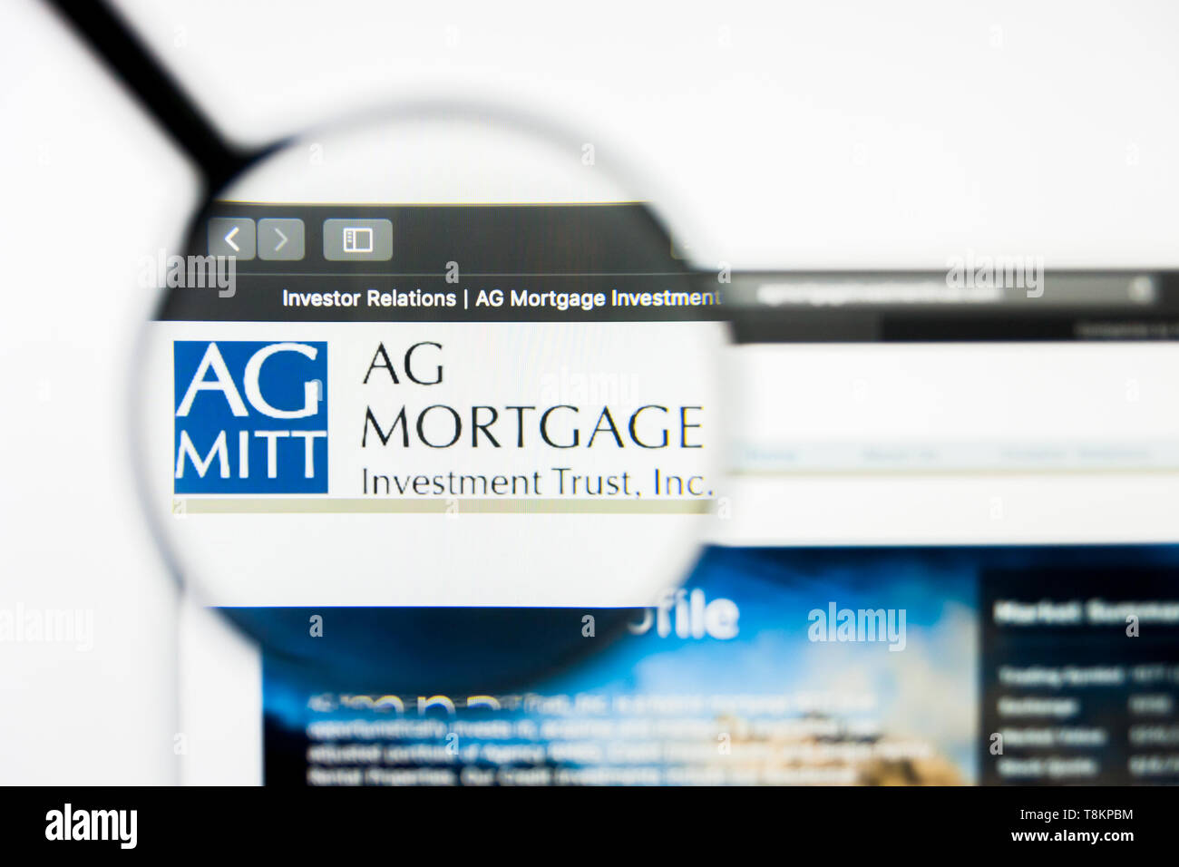 Richmond, Virginia, USA - 8. Mai 2019: Illustrative Editorial AG Mortgage Investment Trust Inc Website Homepage. AG Mortgage Investment Trust Inc lo Stockfoto