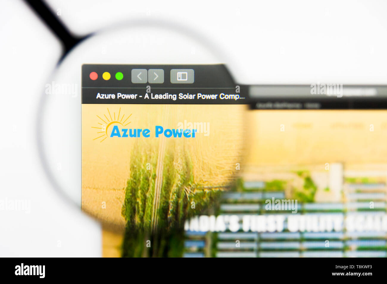 Richmond, Virginia, USA - 9. Mai 2019: Illustrative Editorial von Azure Power Global Limited Website Homepage. Azure Power Global Limited Logo sichtbar Stockfoto