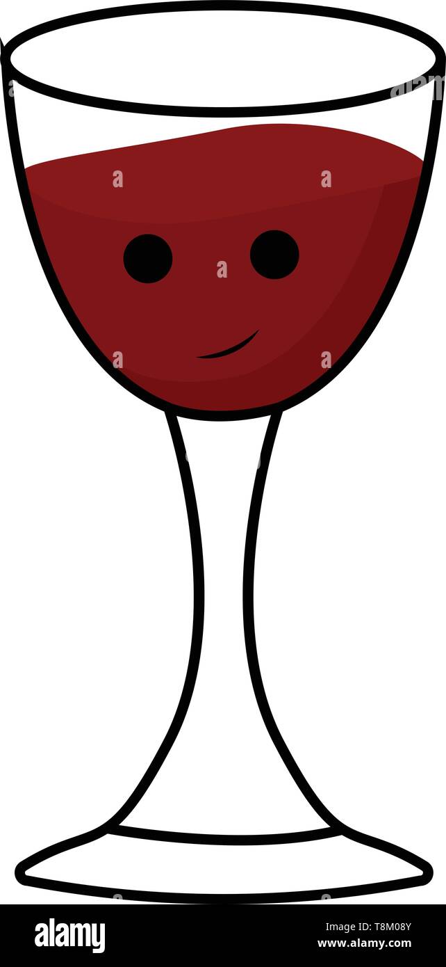 Ein lächelndes Rotwein Schale, Vector, Farbe, Zeichnung oder Abbildung. Stock Vektor