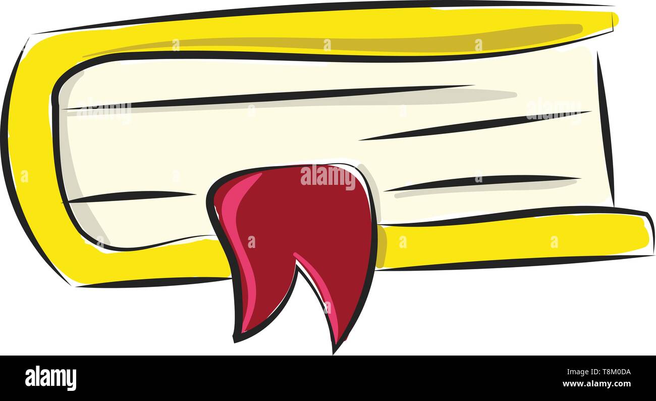 Ein gelbes Buch mit roten Lesezeichen, Vector, Farbe, Zeichnung oder Abbildung. Stock Vektor